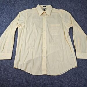Croft Barrow Mens Shirt‎  17 34/35 Yellow Long Sleeve Broadcloth
